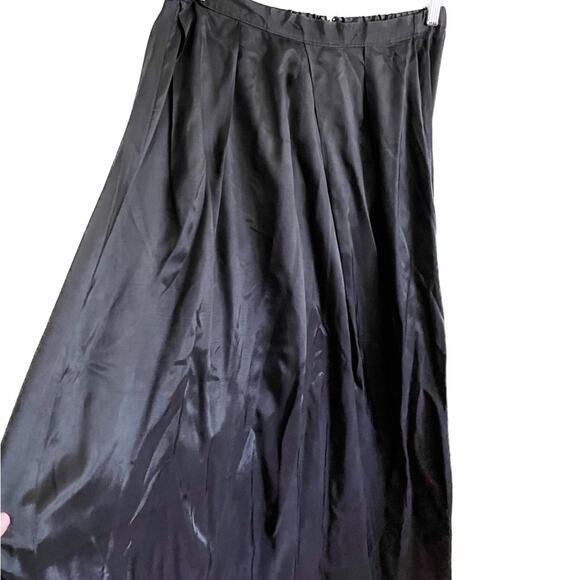 Vintage 80s black taffeta maxi skirt size medium M - Picture 4 of 8